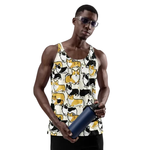 Golden Tails on a Men's Tank Top