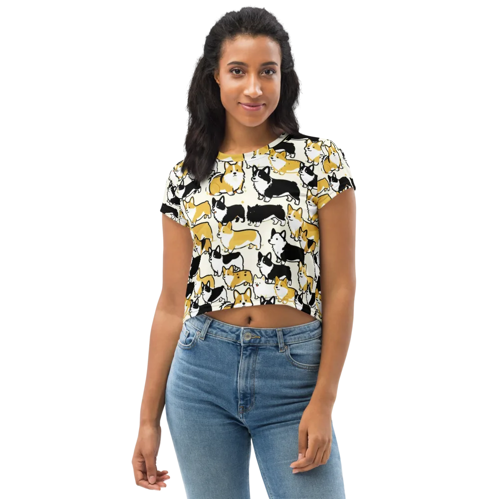 Golden Tails on Crop Tee — Front