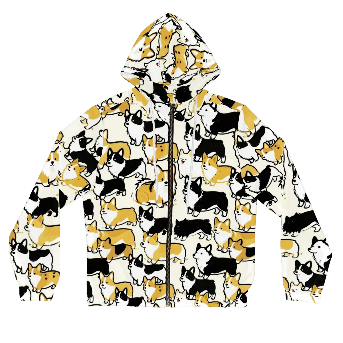 Golden Tails on Women's Full-Zip Hoodie — Front