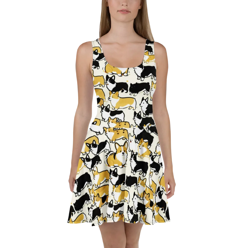 Golden Tails on Skater Dress — Front