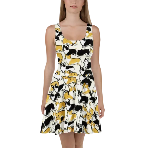 Golden Tails on a Skater Dress