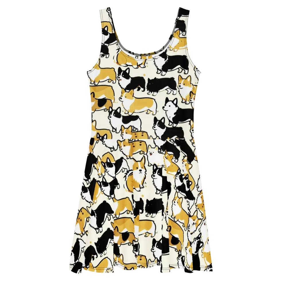 Golden Tails on Skater Dress — Front