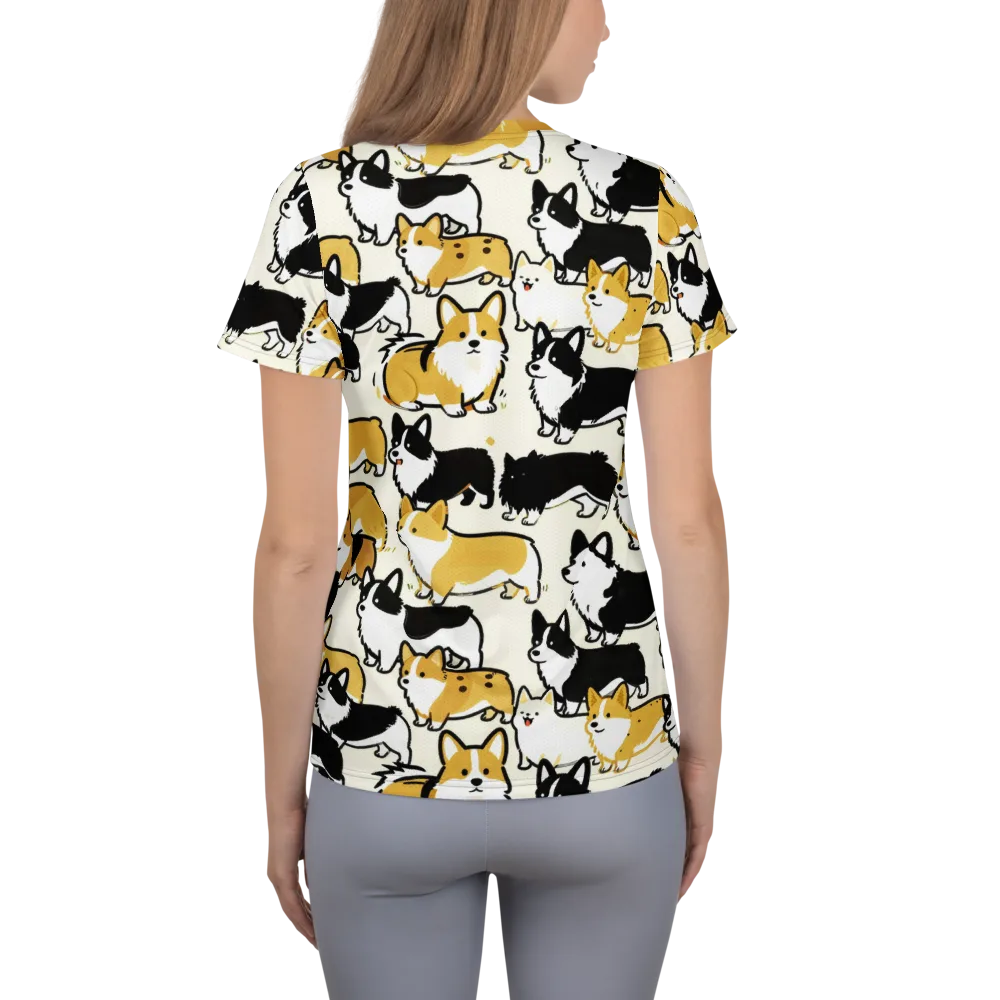 Golden Tails on Women's Athletic T-Shirt — Back