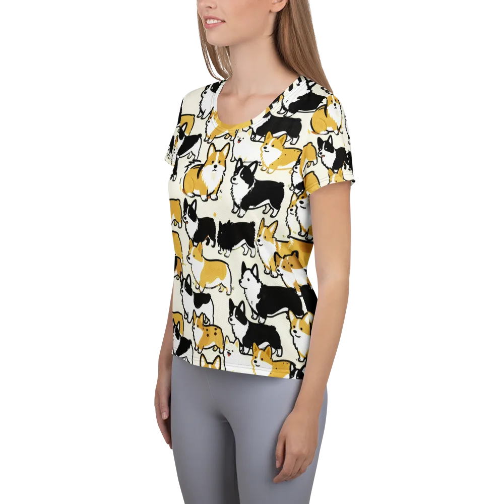 Golden Tails on Women's Athletic T-Shirt — Left