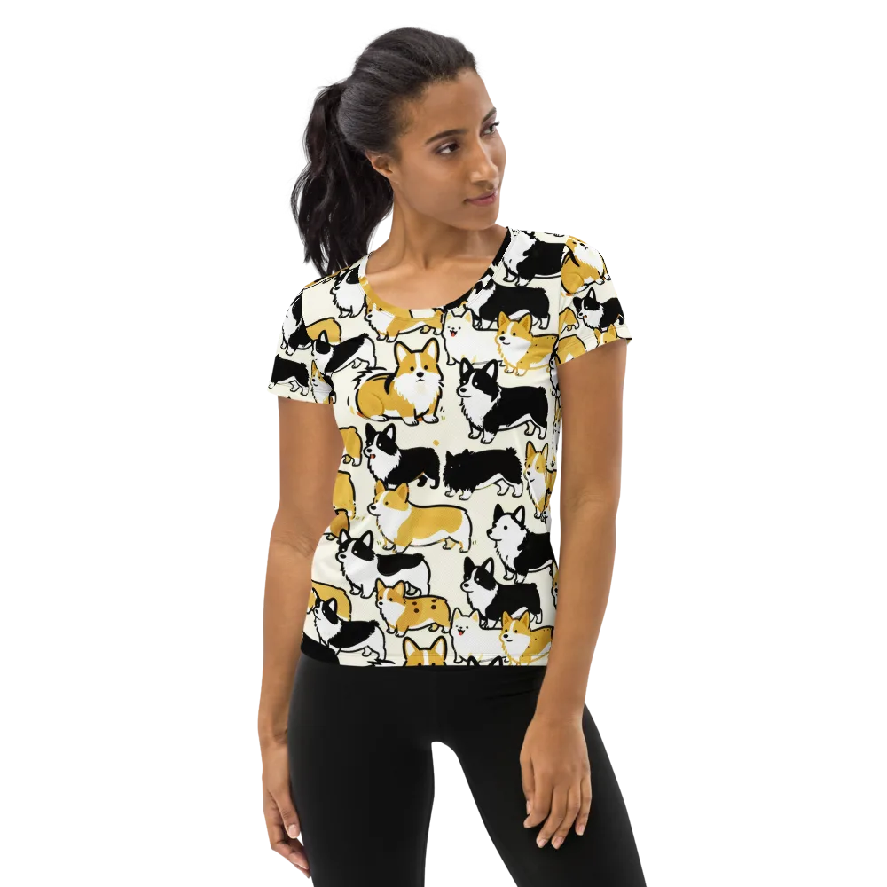 Golden Tails on Women's Athletic T-Shirt — Front