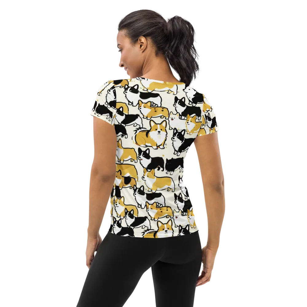Golden Tails on Women's Athletic T-Shirt — Back