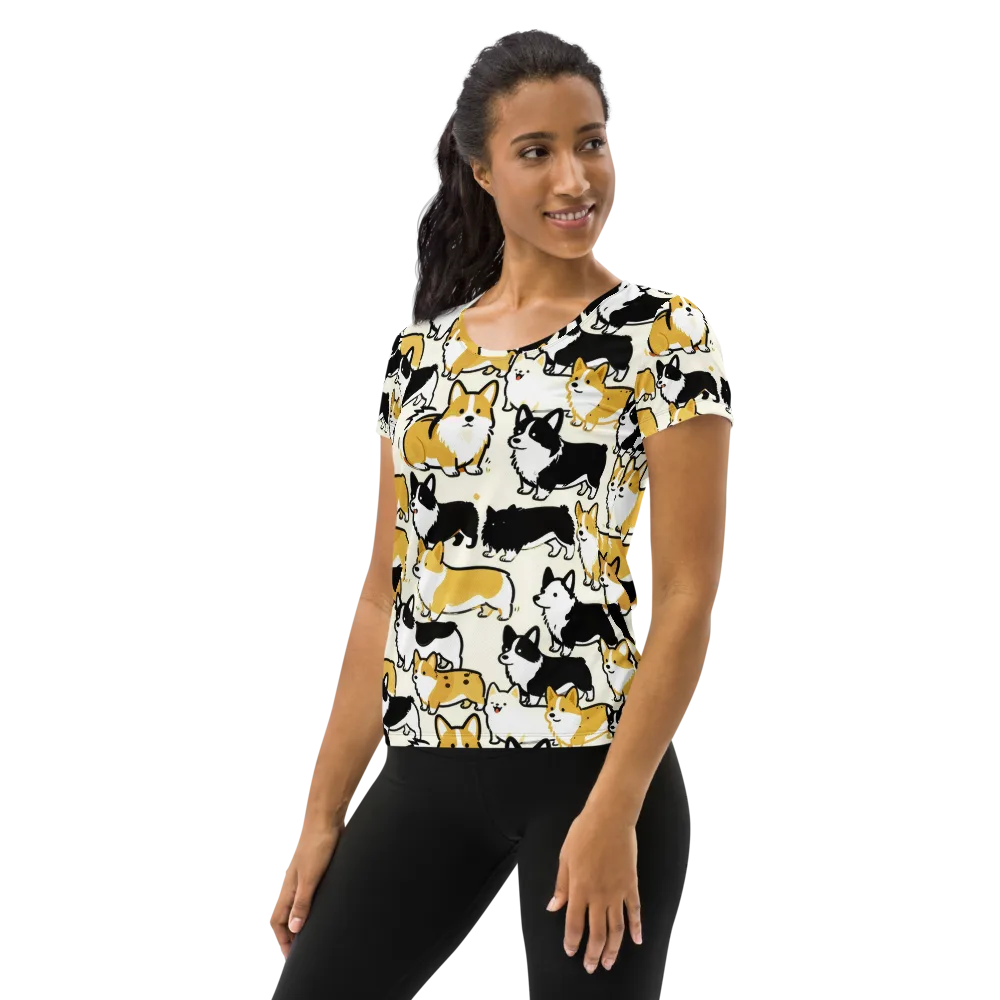 Golden Tails on Women's Athletic T-Shirt — Left