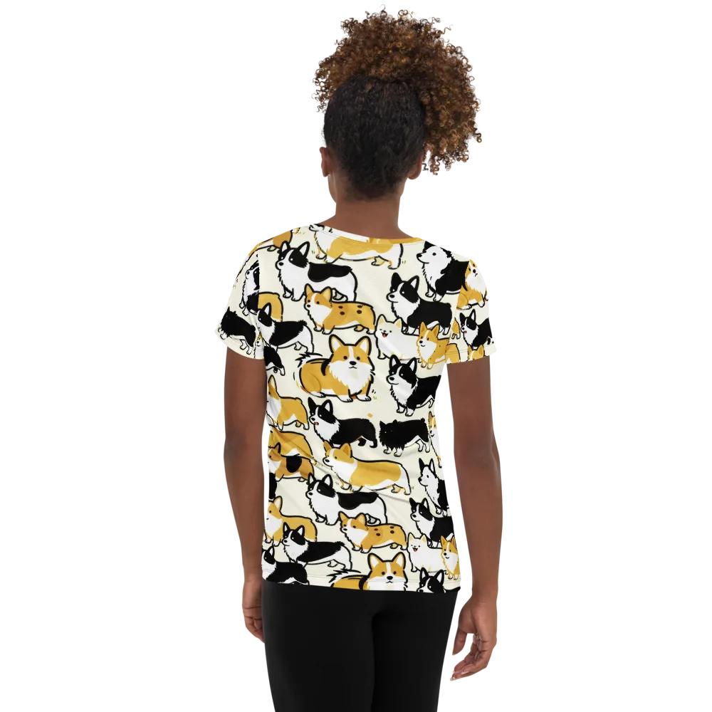 Golden Tails on Women's Athletic T-Shirt — Back