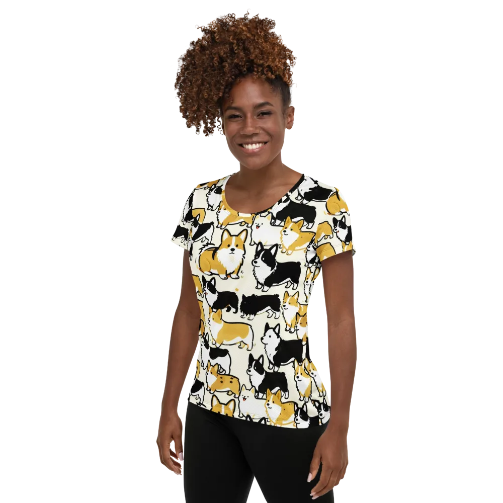 Golden Tails on Women's Athletic T-Shirt — Left