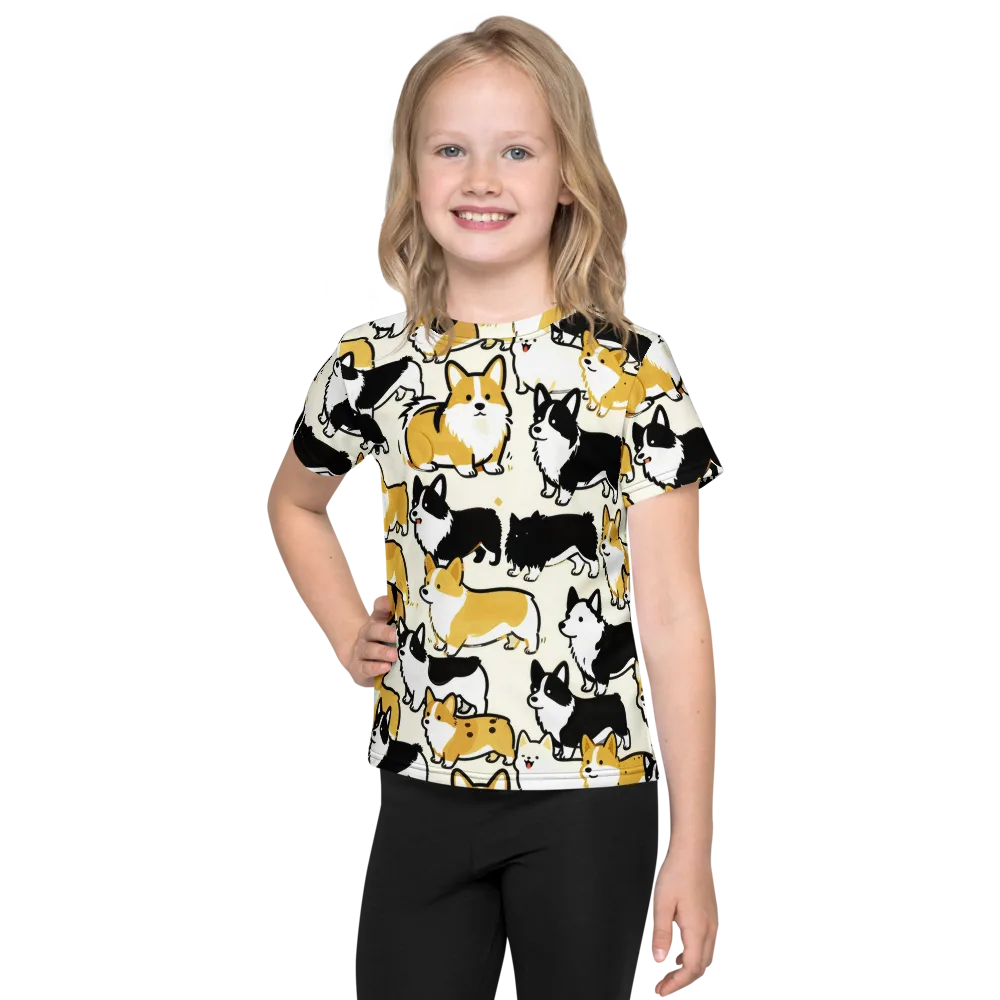 Golden Tails on Kids Crew Neck T-Shirt — Front