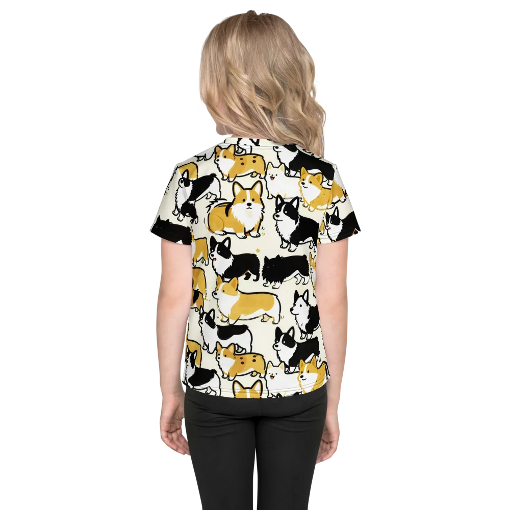 Golden Tails on Kids Crew Neck T-Shirt — Back