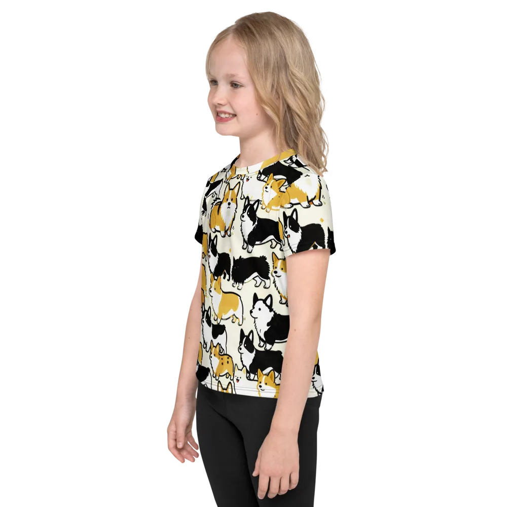 Golden Tails on Kids Crew Neck T-Shirt — Left