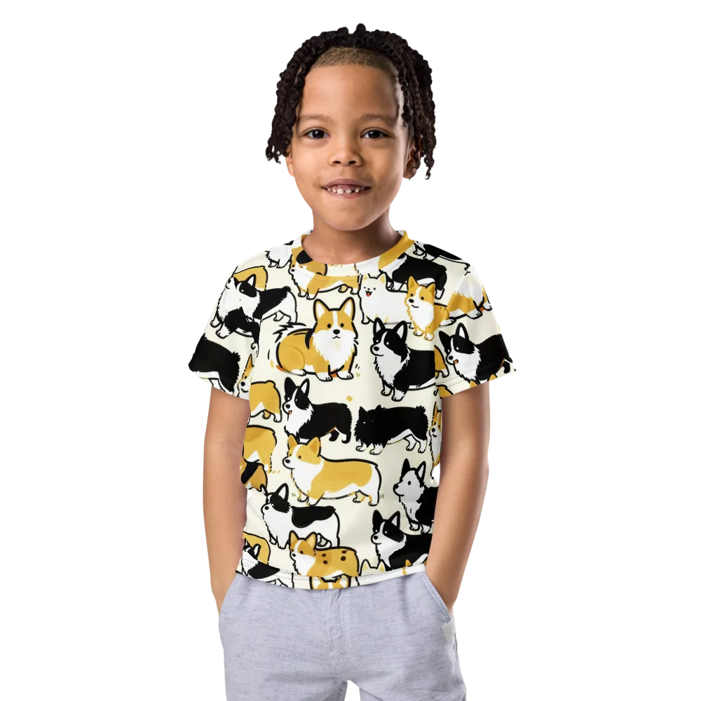 Golden Tails on Kids Crew Neck T-Shirt — Front