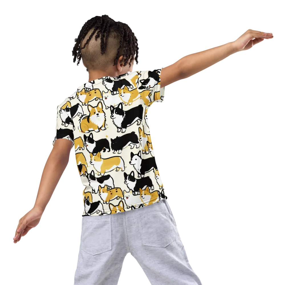 Golden Tails on Kids Crew Neck T-Shirt — Back