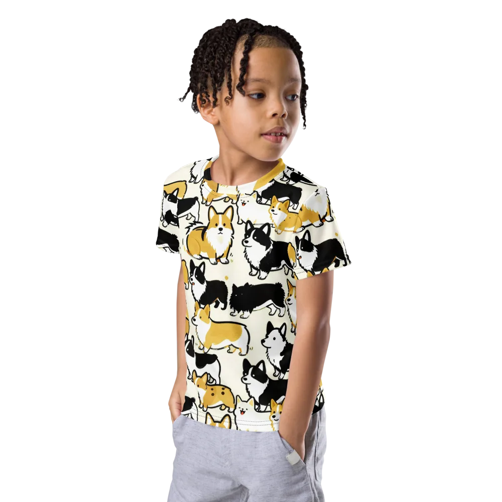 Golden Tails on Kids Crew Neck T-Shirt — Left Front