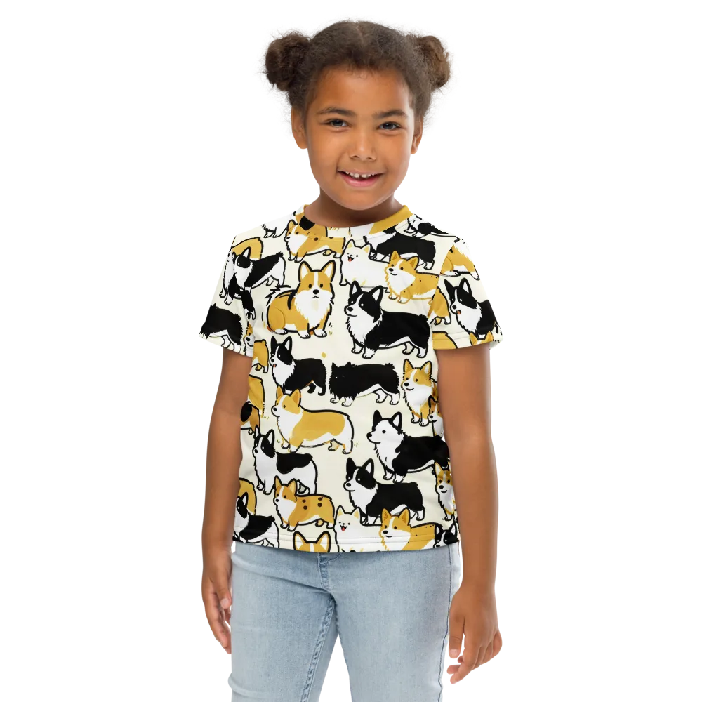 Golden Tails on Kids Crew Neck T-Shirt — Front