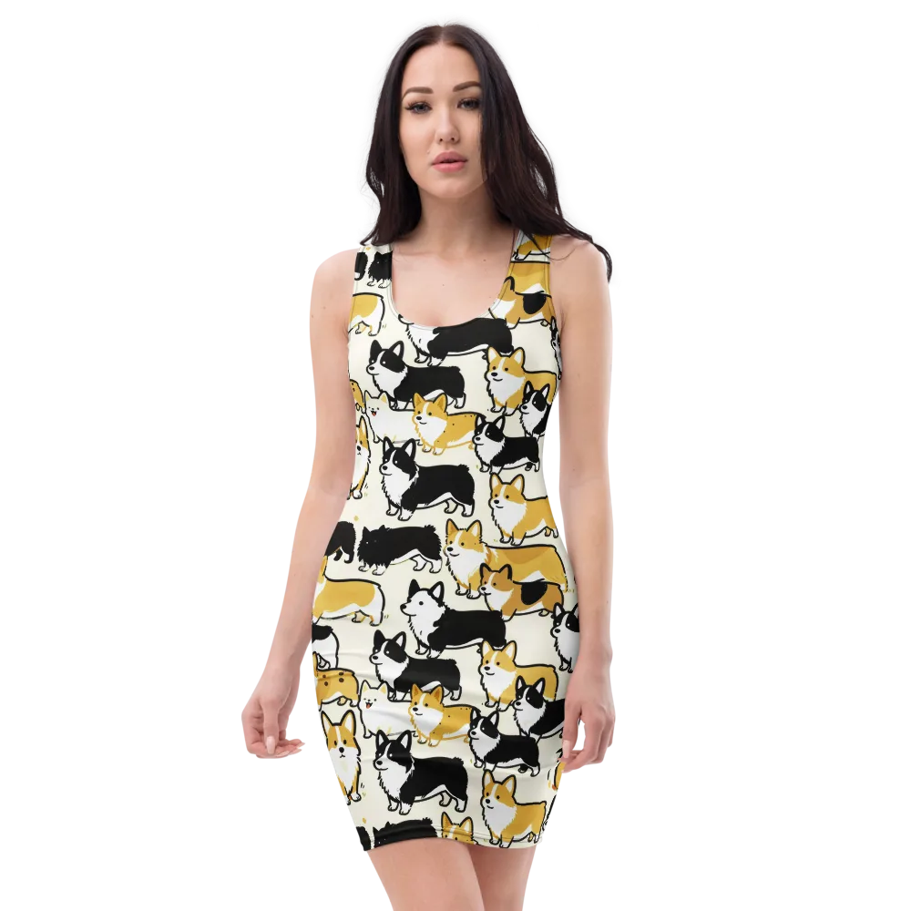 Golden Tails on Bodycon Dress — Front