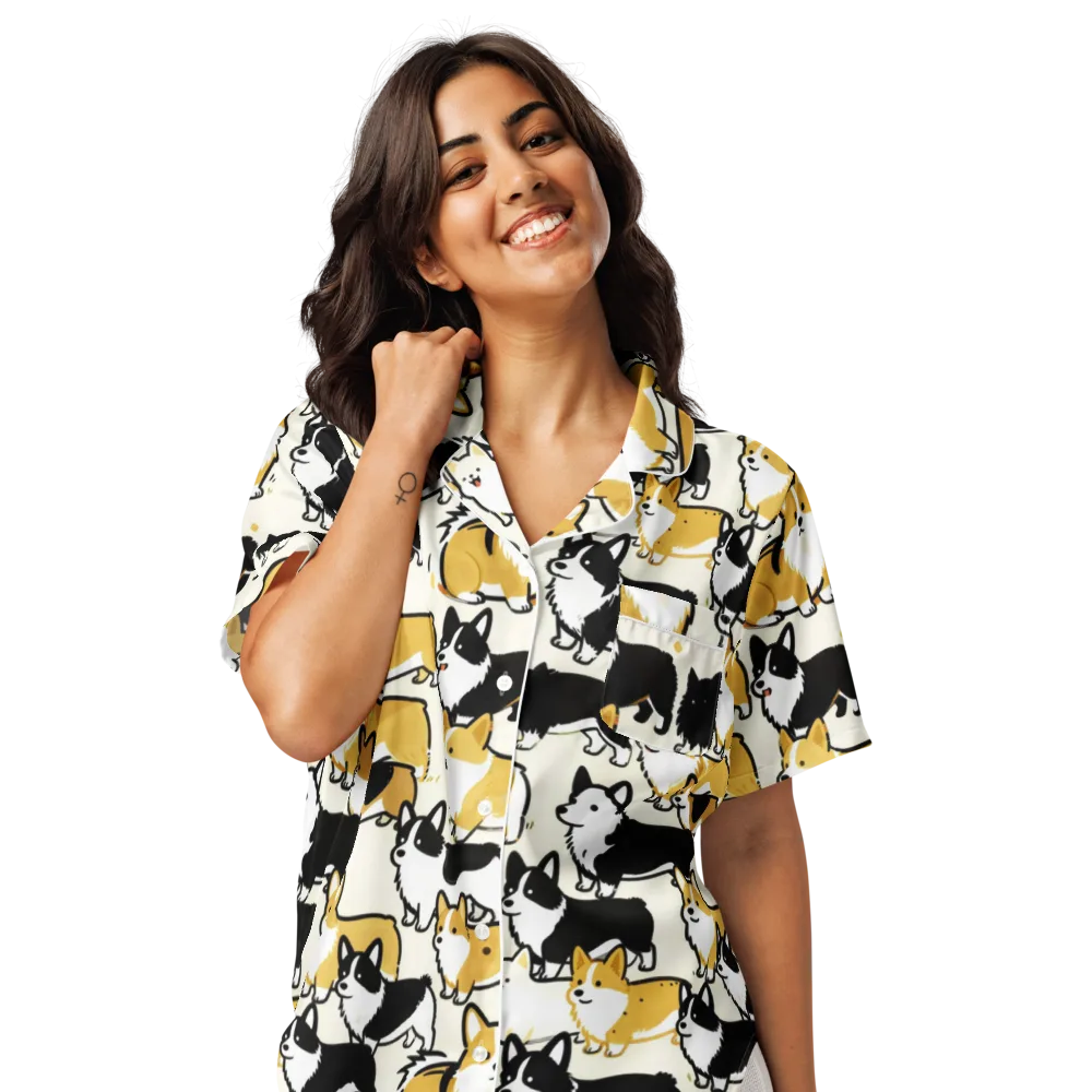Golden Tails on Women's Short Sleeve Pajama Top — Front