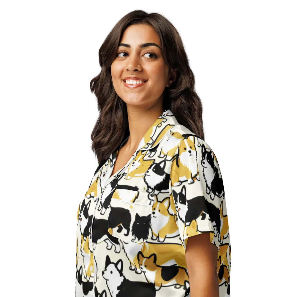 Golden Tails on Women's Short Sleeve Pajama Top — Left Front