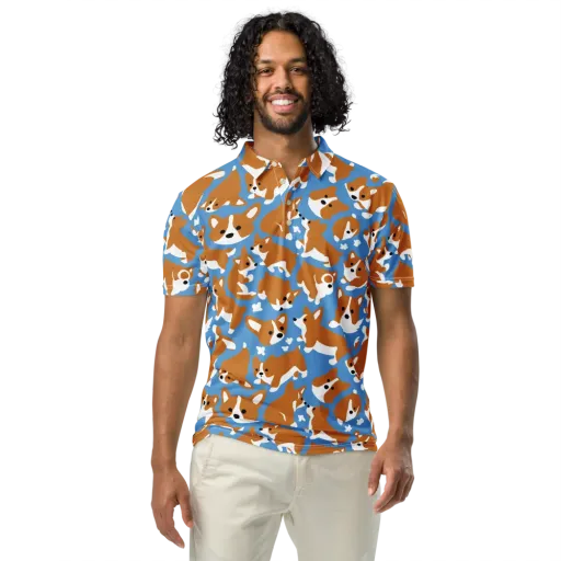 Welsh Wiggle on a Men's Slim Fit Polo Shirt