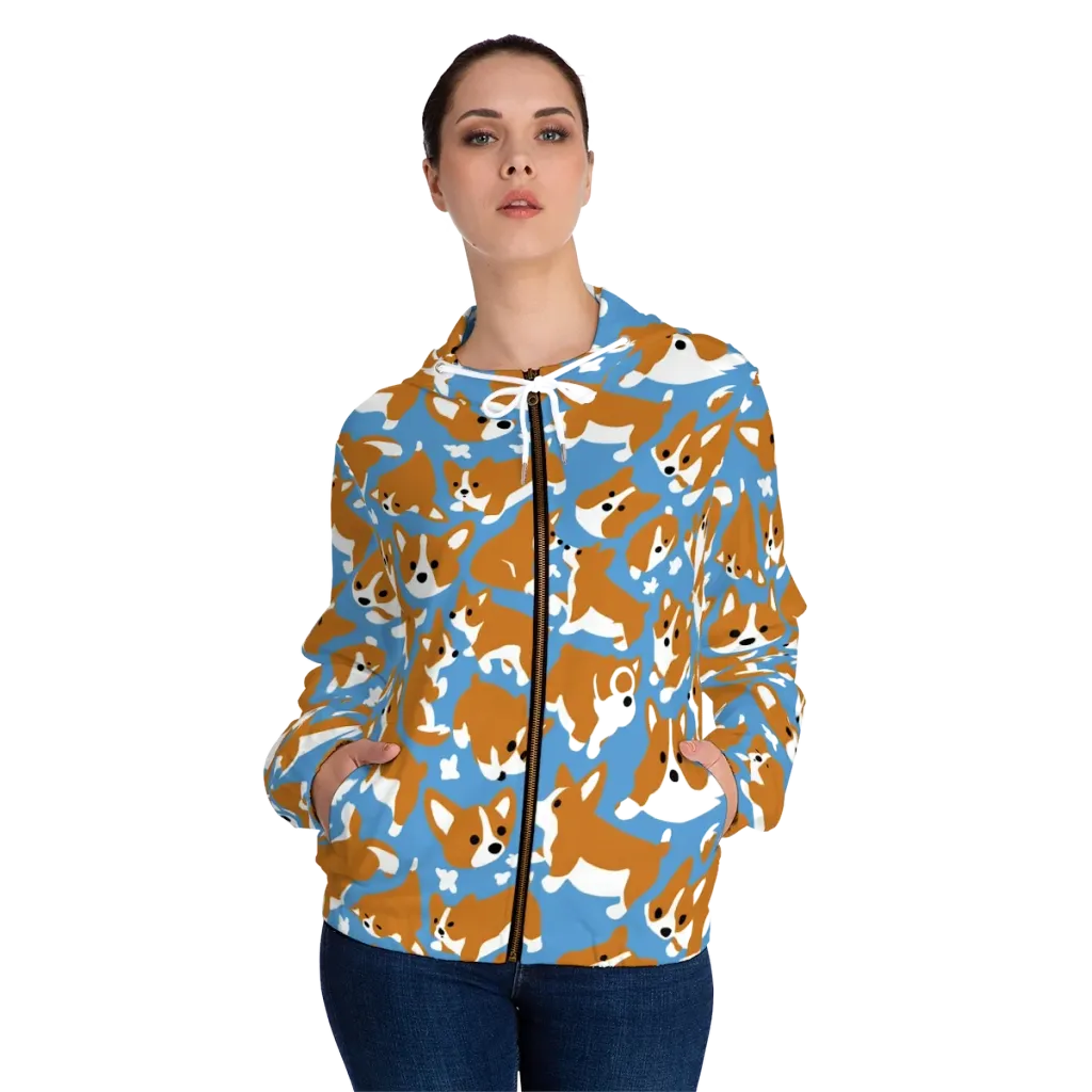 Welsh Wiggle on Women's Full-Zip Hoodie — Front On Person