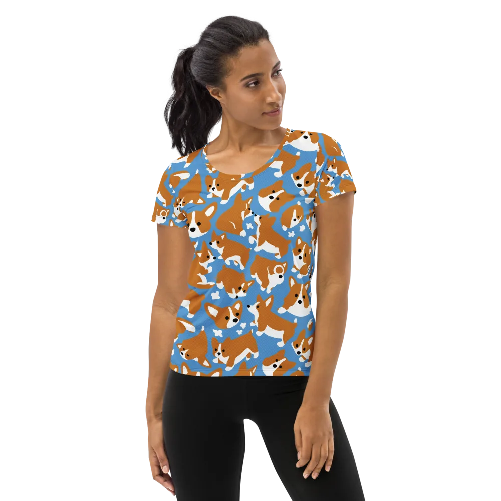 Welsh Wiggle on Women's Athletic T-Shirt — Front