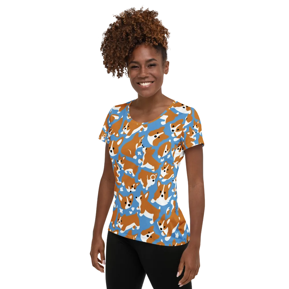 Welsh Wiggle on Women's Athletic T-Shirt — Left