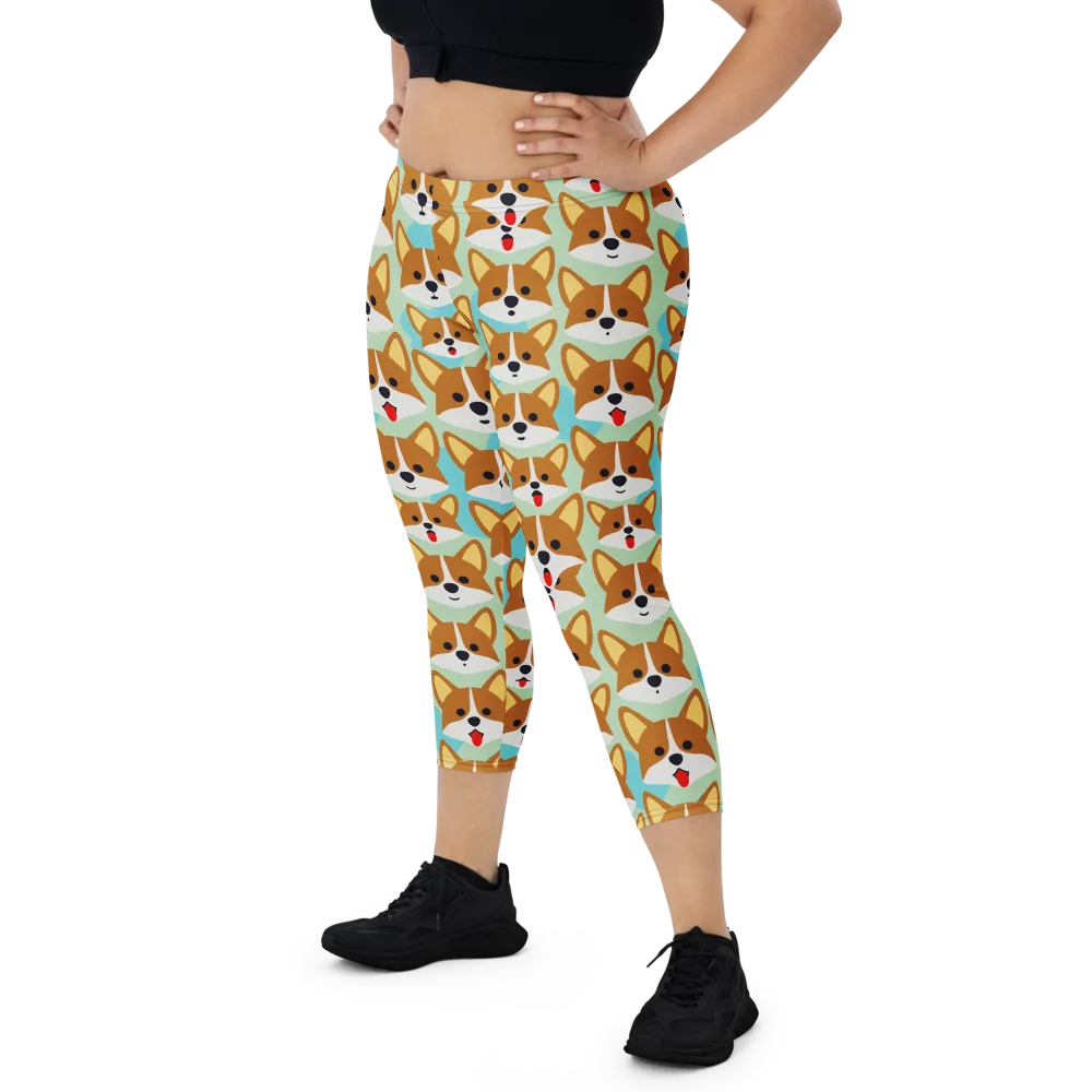 Corgi Parade on Capri Leggings — Front