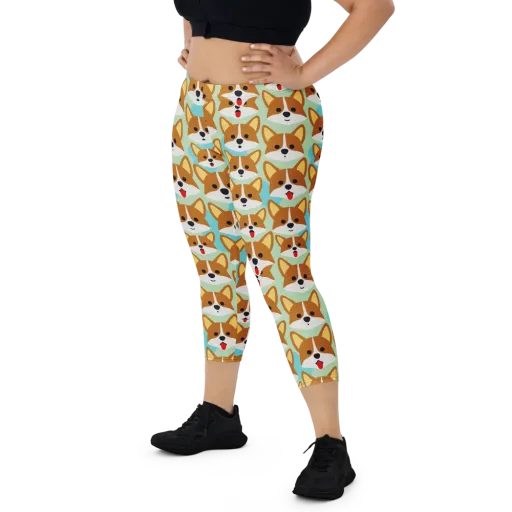 Corgi Parade on a Capri Leggings