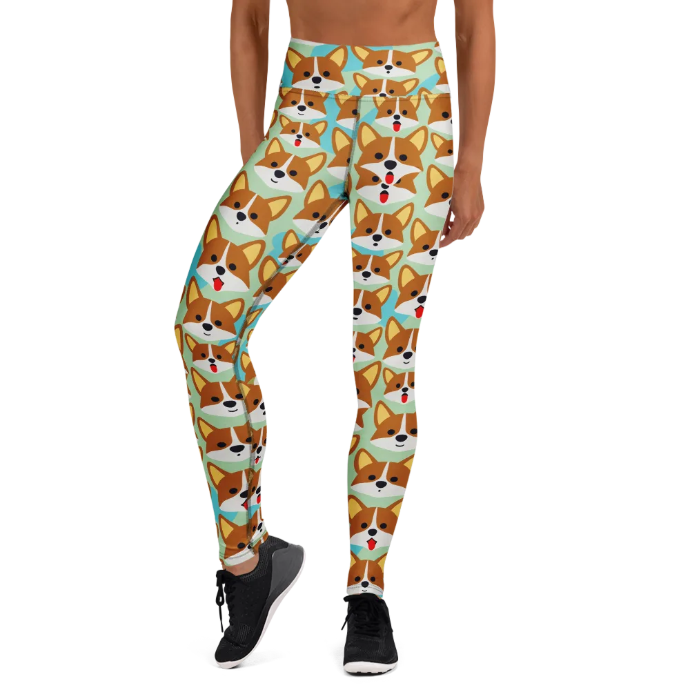 Corgi Parade on Yoga Leggings — Front