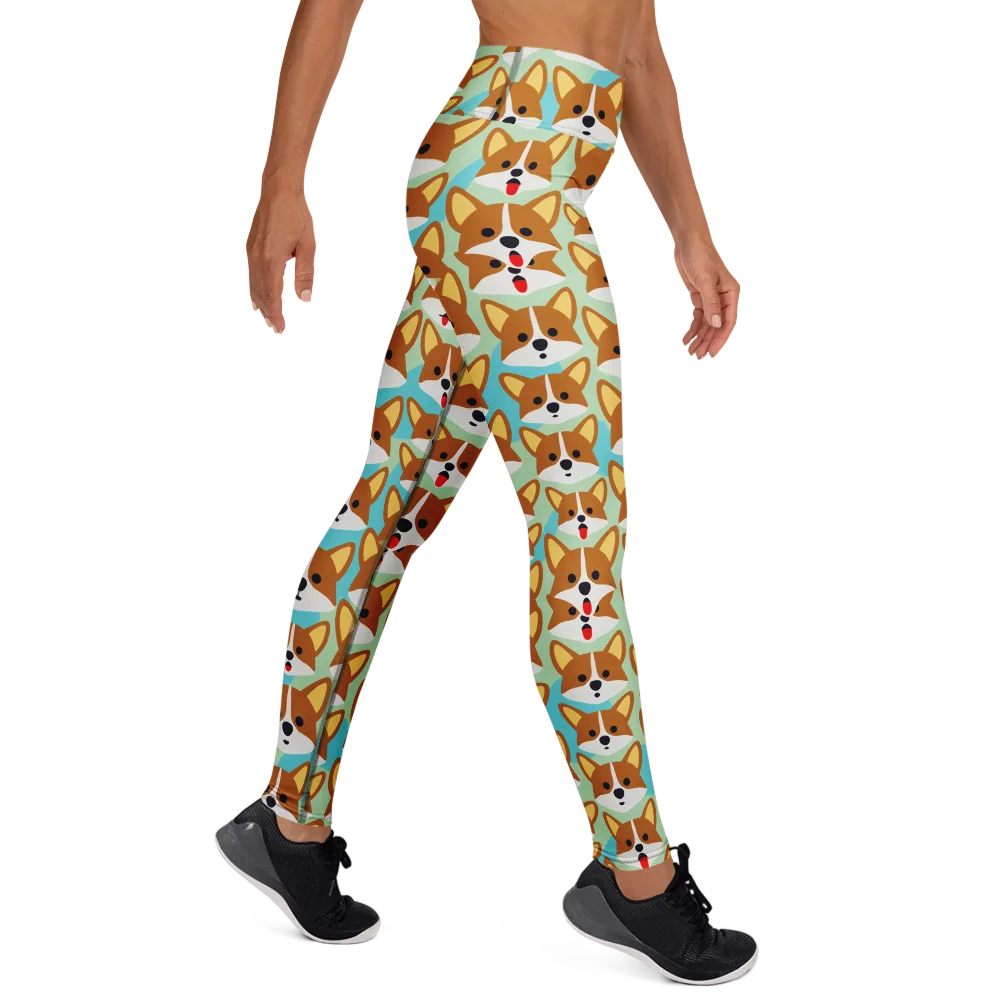 Corgi Parade on Yoga Leggings — Right