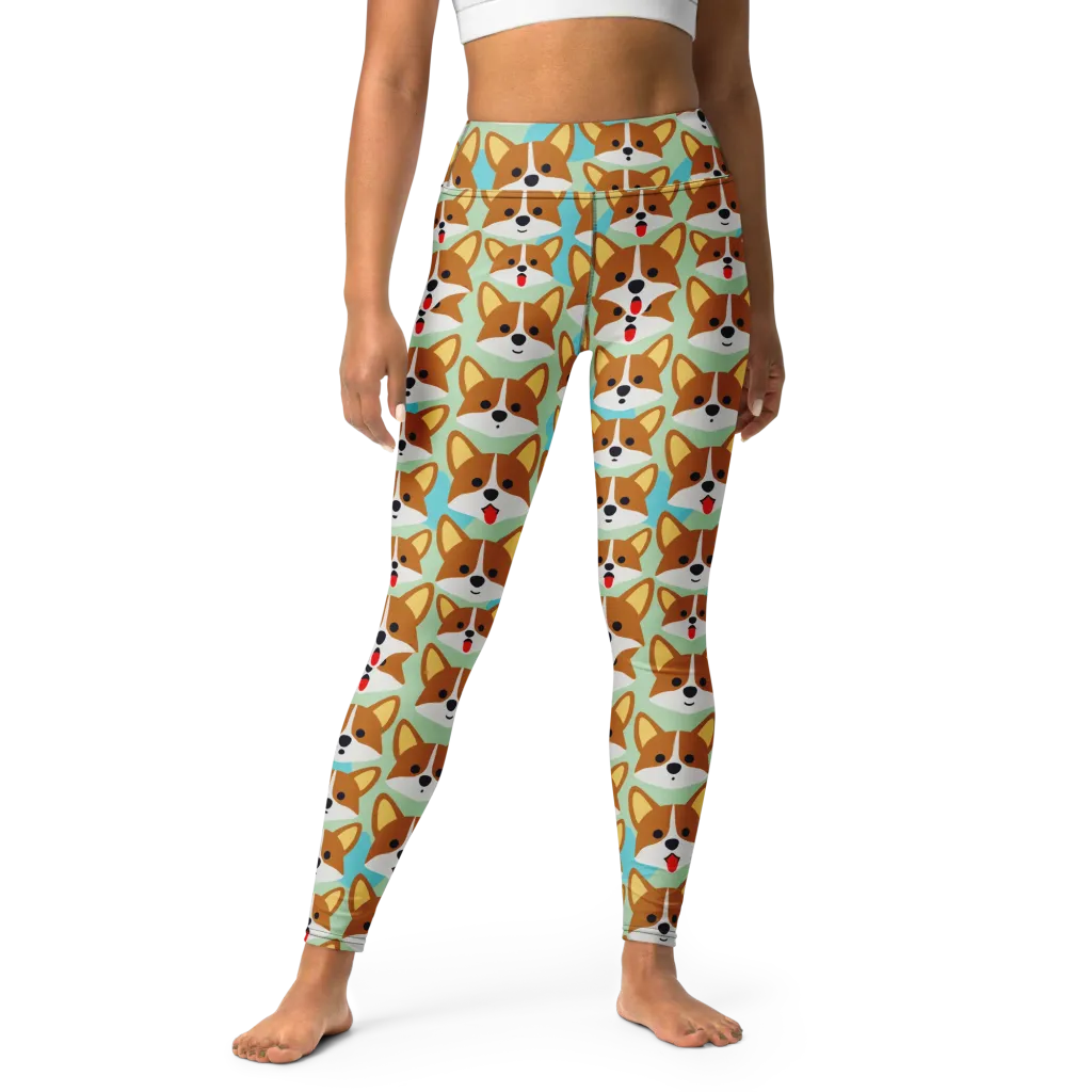 Corgi Parade on Yoga Leggings — Front