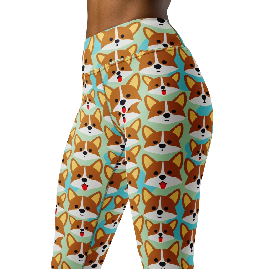 Corgi Parade on Yoga Leggings — Left Front