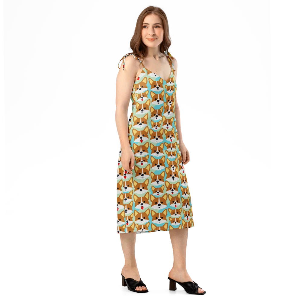 Corgi Parade on Slip Dress — Right Front