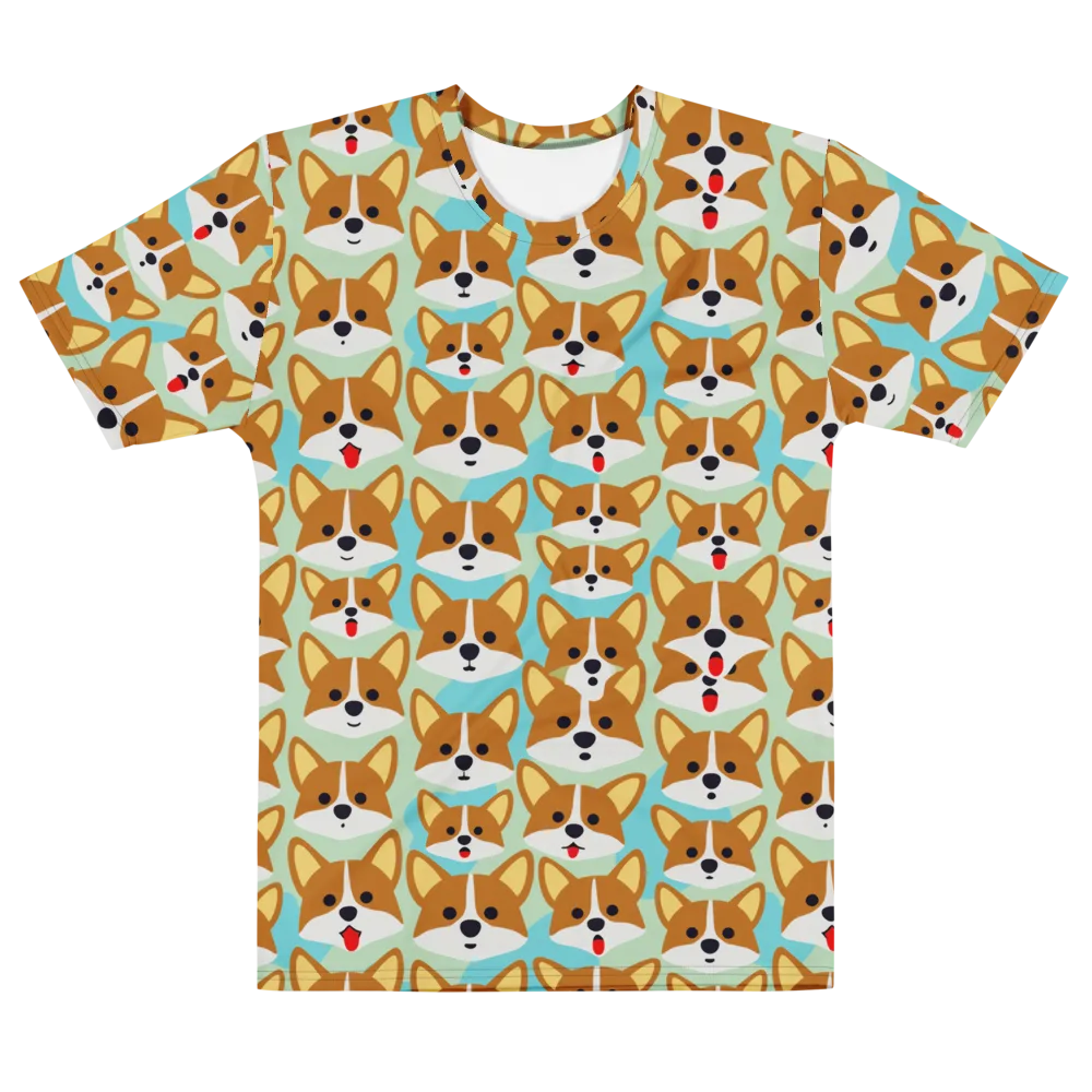 Corgi Parade on Men's Cotton Crew Neck T-Shirt — Front