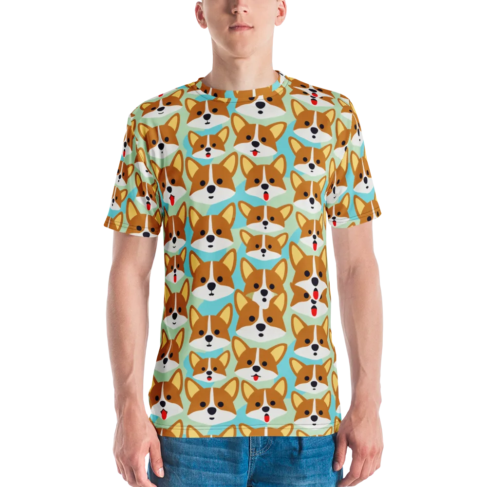 Corgi Parade on Men's Crew Neck T-Shirt — Front
