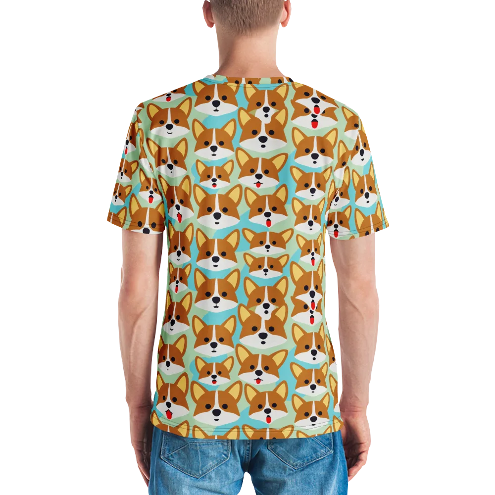 Corgi Parade on Men's Crew Neck T-Shirt — Back