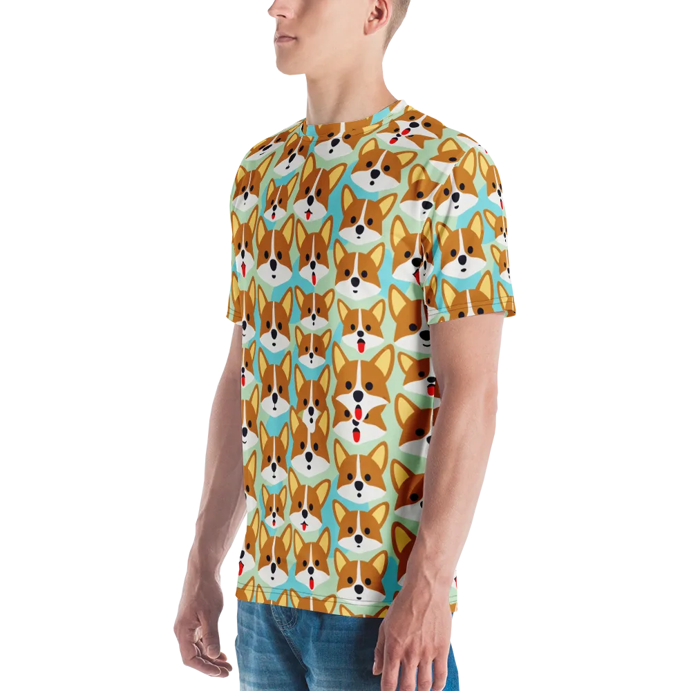 Corgi Parade on Men's Crew Neck T-Shirt — Left