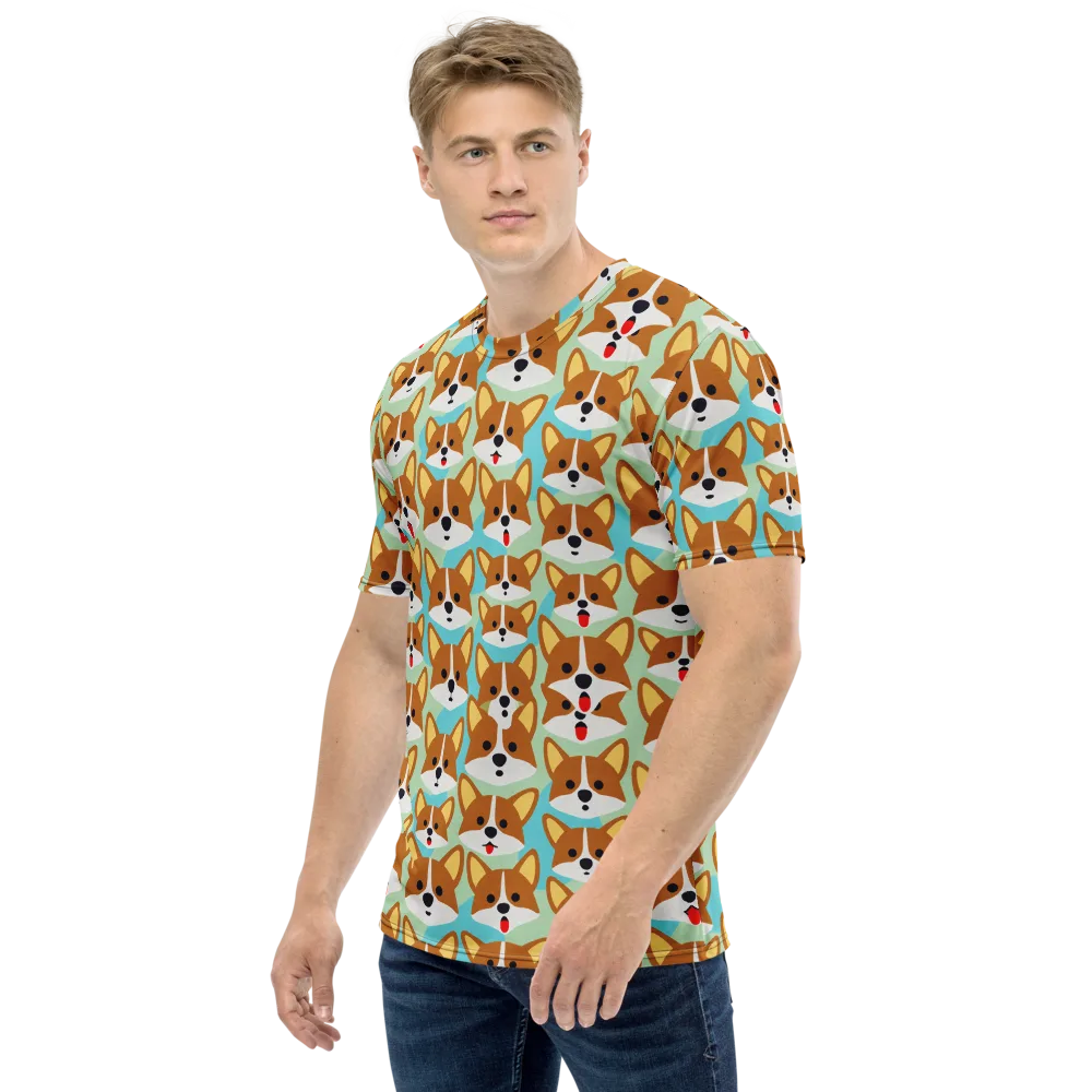 Corgi Parade on Men's Crew Neck T-Shirt — Left