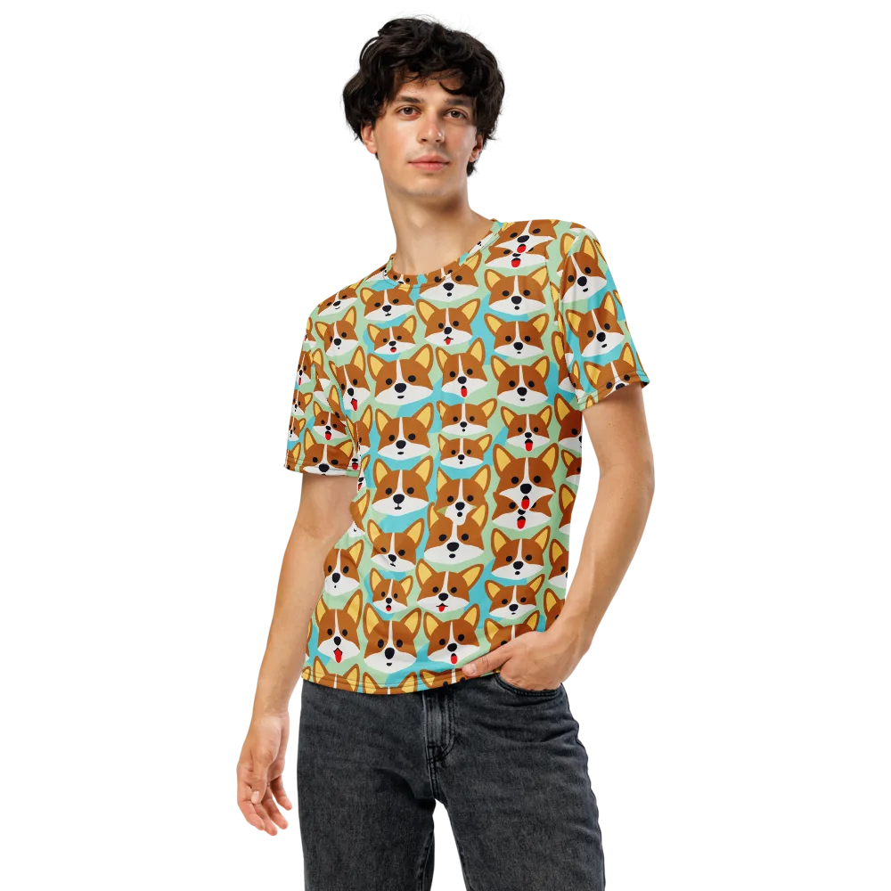 Corgi Parade on Men's Crew Neck T-Shirt — Front