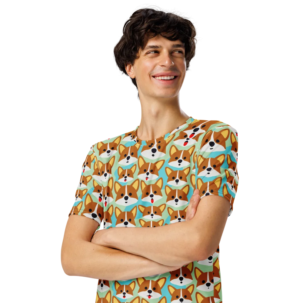 Corgi Parade on Men's Crew Neck T-Shirt — Left Front