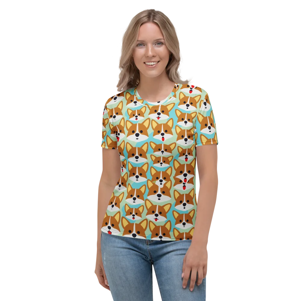 Corgi Parade on Women's Crew Neck T-Shirt — Front
