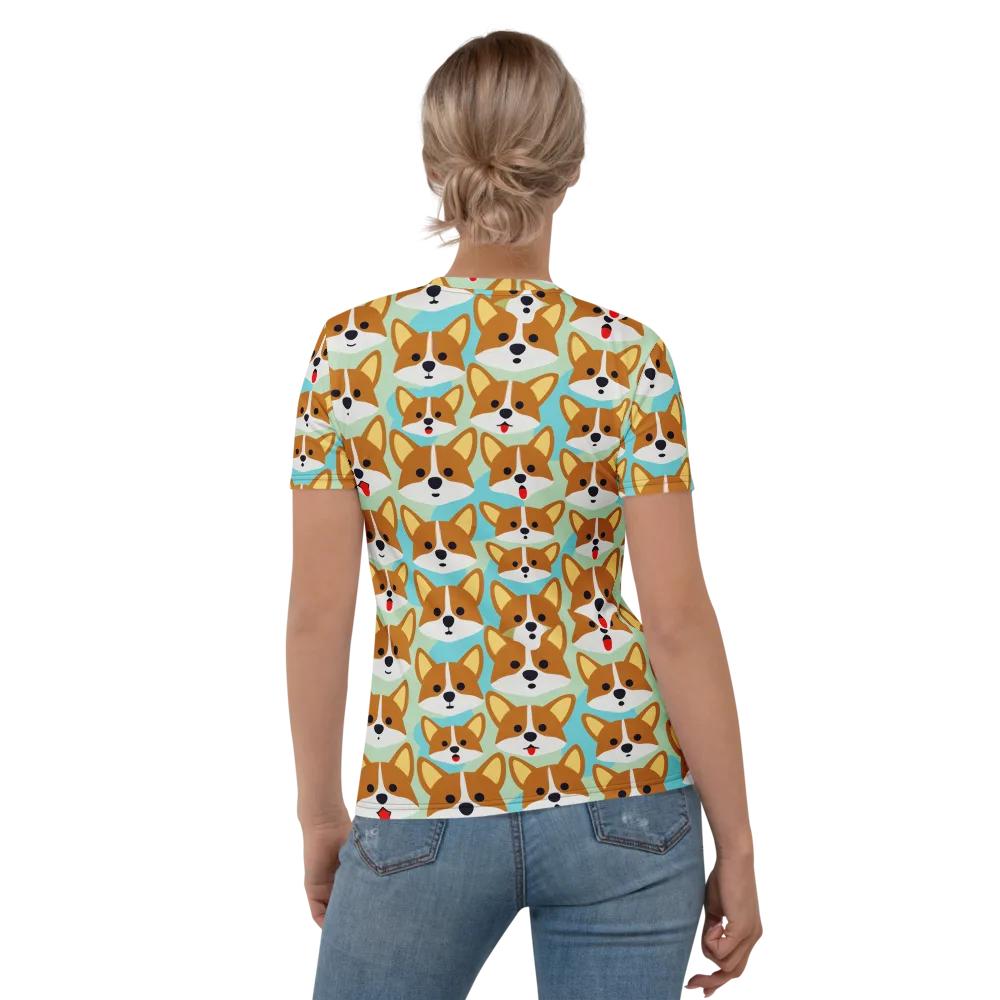 Corgi Parade on Women's Crew Neck T-Shirt — Back