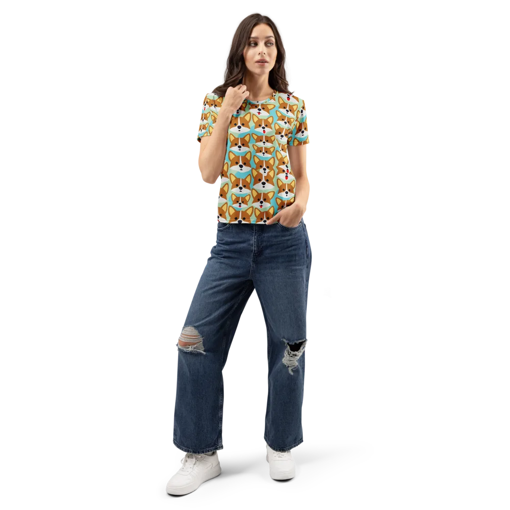 Corgi Parade on Women's Crew Neck T-Shirt — Front