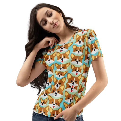 Corgi Parade on a Women's Crew Neck T-Shirt