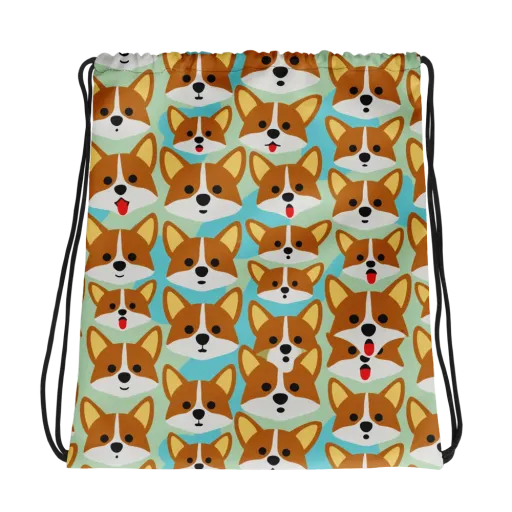 Corgi Parade on a Drawstring Bag
