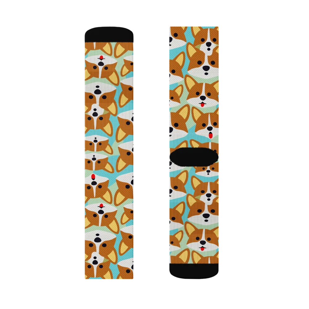 Corgi Parade on Socks — Right Sock
