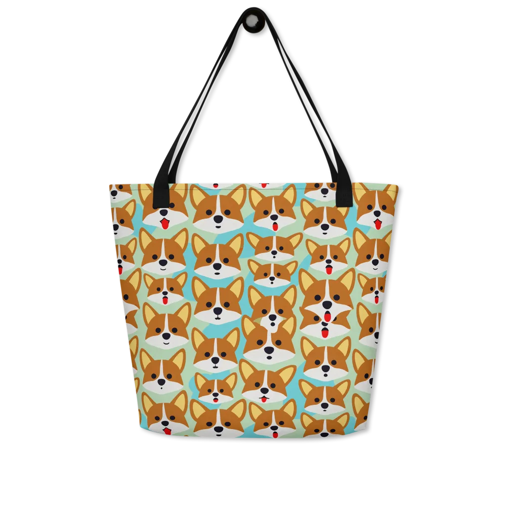Corgi Parade on Large Tote Bag W/ Pocket — Front