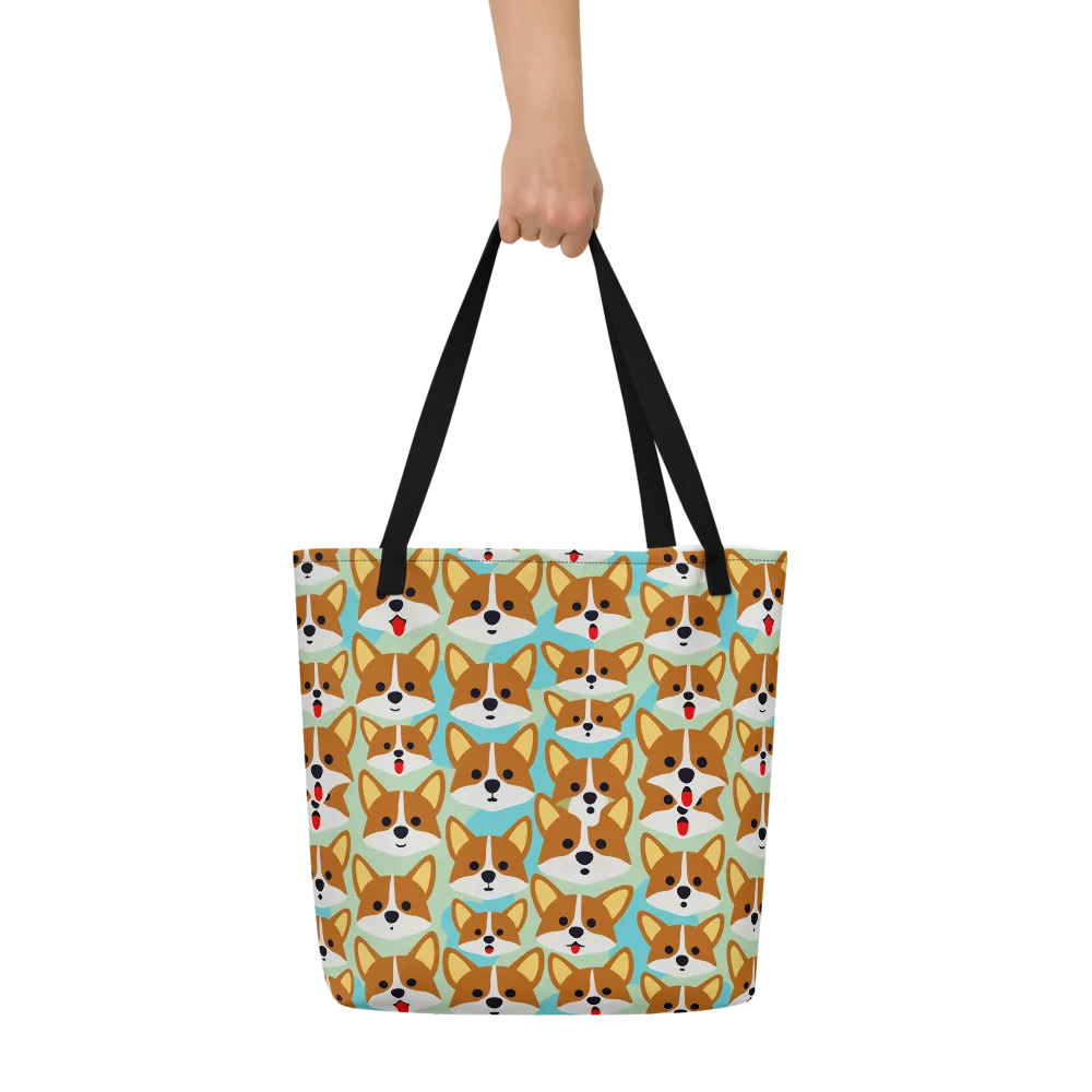 Corgi Parade on Large Tote Bag W/ Pocket — Front