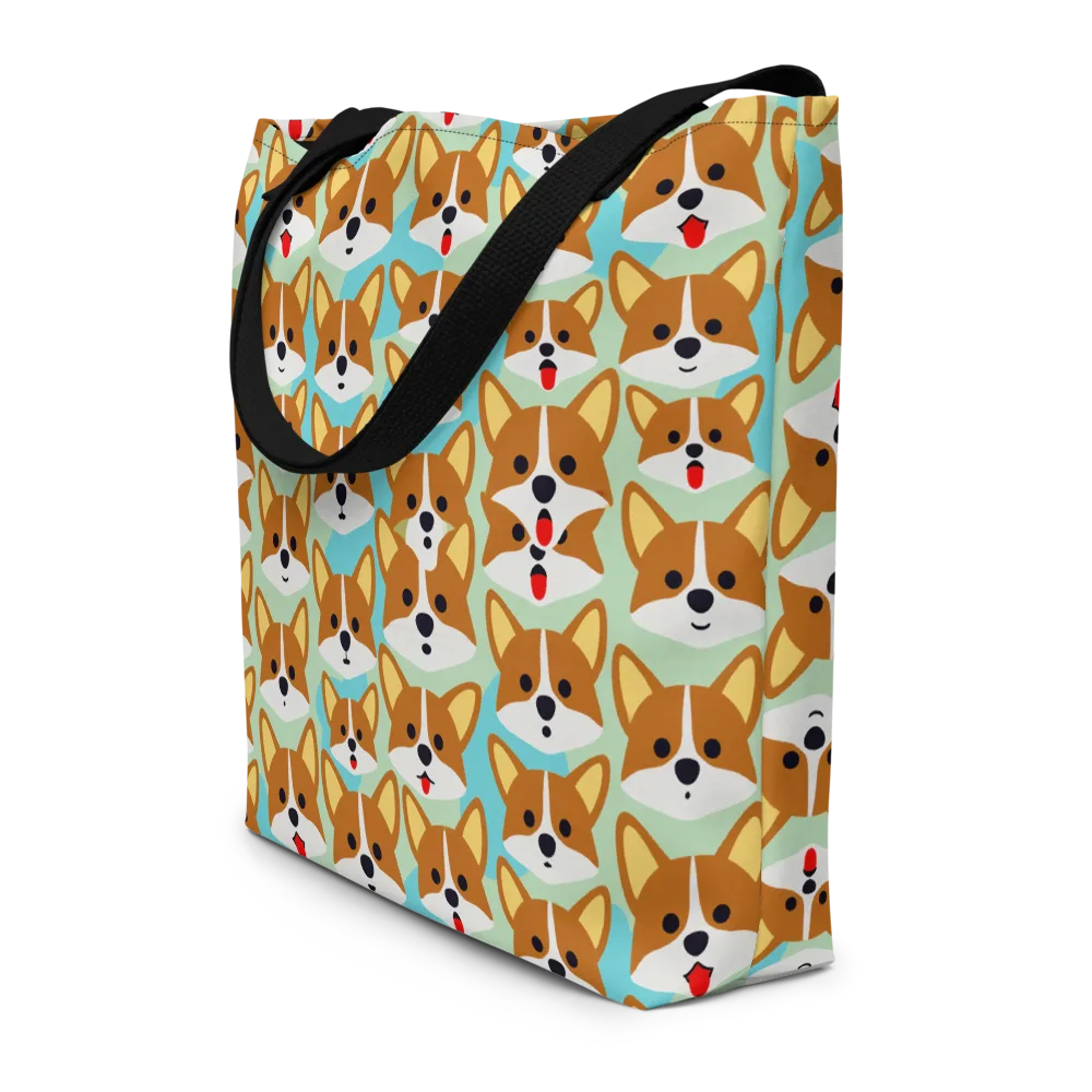 Corgi Parade on Large Tote Bag W/ Pocket — Front